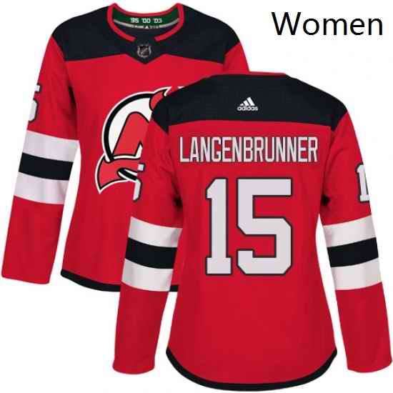 Womens Adidas New Jersey Devils 15 Jamie Langenbrunner Authentic Red Home NHL Jersey